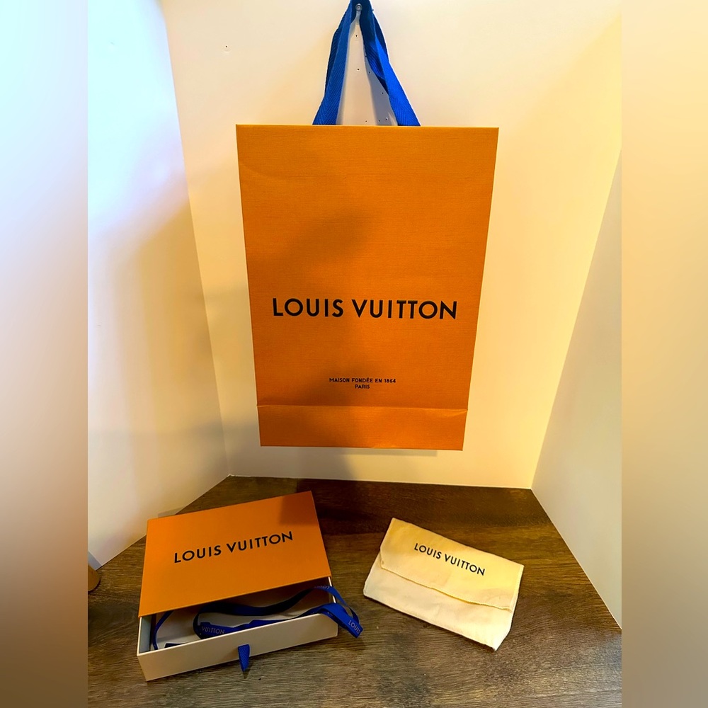 Louis Vuitton Orange and Blue Box, shopping bag and dust bag Gift Set